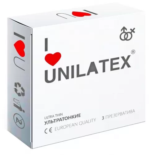 Ультратонкие презервативы Unilatex Ultra Thin - 3 шт телесный 