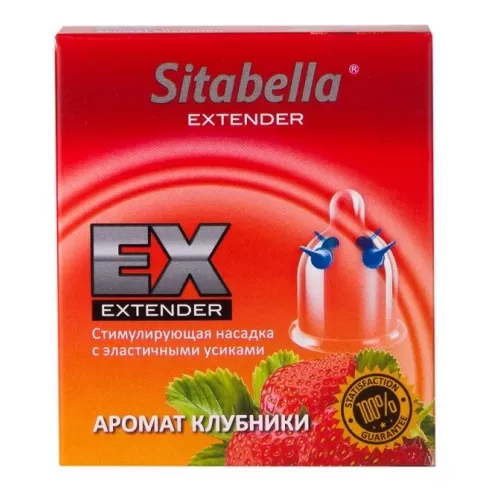 Стимулирующая насадка Sitabella Extender  Клубника прозрачный 