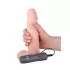 Страпон с 2 насадками и вибрацией UniStrap - 19 и 12 см телесный с черным 