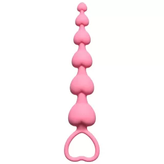 Розовая анальная цепочка Heart s Beads Pink - 18 см розовый 