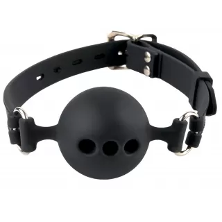 Силиконовый кляп-шар с отверстиями для дыхания Silicone Breathable Ball Gag Small черный 