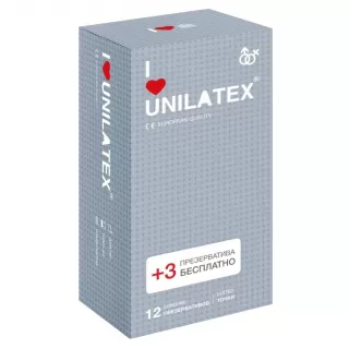 Презервативы с точками Unilatex Dotted - 12 шт. + 3 шт. в подарок  