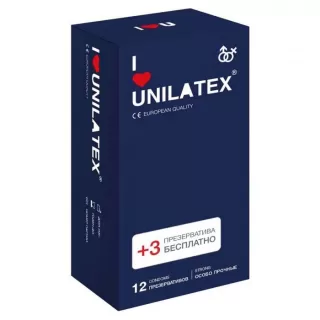 Ультрапрочные презервативы Unilatex Extra Strong - 12 шт. + 3 шт. в подарок  