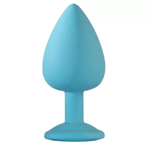 Большая голубая анальная пробка Emotions Cutie Large с розовым кристаллом - 10 см розовый 