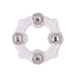 Эрекционное кольцо с 4 бусинами MENZSTUFF STUD RING CLEAR прозрачный 