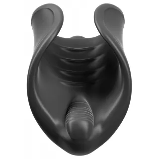 Чёрный мастурбатор Vibrating Silicone Stimulator с вибрацией черный 