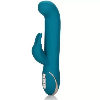 Бирюзовый вибратор с изогнутой головкой Jack Rabbit Signature Silicone Rocking  G  Rabbit - 20 см бирюзовый 