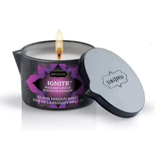 Массажная свеча Ignite Island Passion Berry с ароматом маракуйи и папайи - 170 гр  