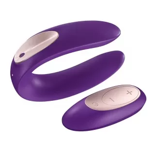 Фиолетовый вибратор для пар Satisfyer Double Plus Remote с пультом ДУ фиолетовый 