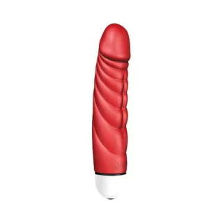 Красный вибратор с рёбрышками Mr. Big Intense - 18,4 см красный 