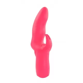 Розовый вибратор со стимулятором клитора MATES FANTASY RECHARGE VIBRATOR - 17 см розовый 