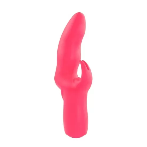 Розовый вибратор со стимулятором клитора MATES FANTASY RECHARGE VIBRATOR - 17 см розовый 