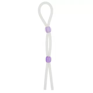 Прозрачное эрекционное кольцо-лассо SILICONE LASSO COCK RING DUAL BEADS прозрачный 