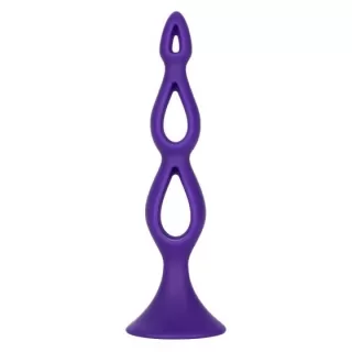 Фиолетовая анальная елочка Silicone Triple Probe - 14,5 см фиолетовый 