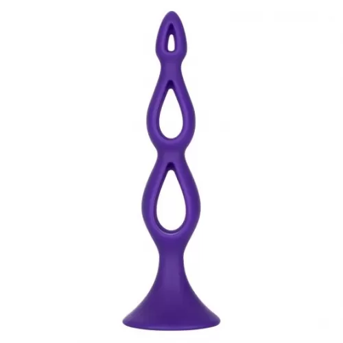 Фиолетовая анальная елочка Silicone Triple Probe - 14,5 см фиолетовый 