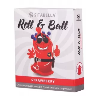 Стимулирующий презерватив-насадка Roll & Ball Strawberry прозрачный 