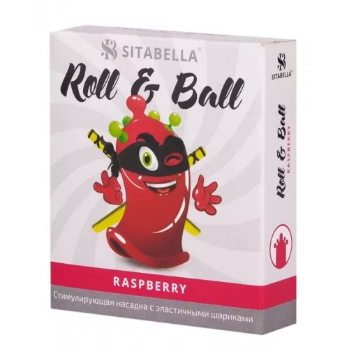 Стимулирующий презерватив-насадка Roll & Ball Raspberry прозрачный 