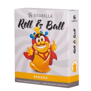 Стимулирующий презерватив-насадка Roll & Ball Banana прозрачный 