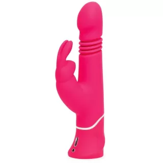 Розовый вибратор Thrusting Realistic Rechargeable Rabbit Vibrator с имитацией толчков - 22,8 см розовый 