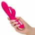 Розовый силиконовый вибратор с клиторальным отростком Signature Silicone Ultra-Soft Rabbit - 22,75 см розовый 