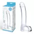 Прозрачный стеклянный фаллос с мошонкой Curved G-Spot - 18 см прозрачный 