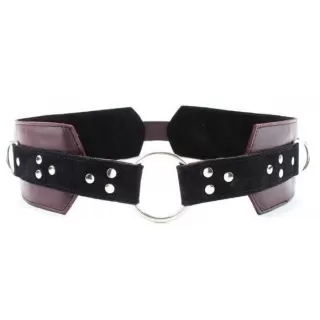 Бордовый пояс с колечками для крепления наручников Maroon Leather Belt бордовый S-M-L