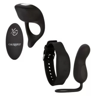 Черный вибронабор для двоих Silicone Remote Foreplay Set черный 