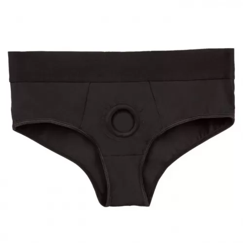 Черные трусы для страпона BACKLESS BRIEF HARNESS S/M черный S-M