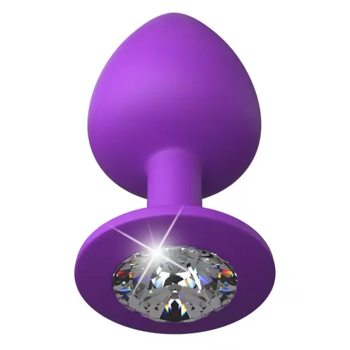 Фиолетовая анальная пробка со стразом Her Little Gem Large Plug - 9,5 см фиолетовый 