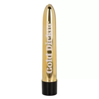 Золотистый классический вибратор Naughty Bits Gold Dicker Personal Vibrator - 19 см золотистый 