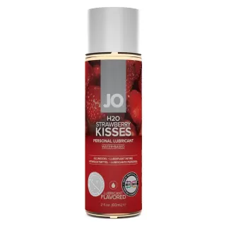 Лубрикант на водной основе с ароматом клубники JO Flavored Strawberry Kisses - 60 мл  