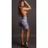 Юбка в сеточку с завышенной талией и украшение на грудь High-waist Fishnet Skirt & Dazzling Sticker синий с белым S-M-L
