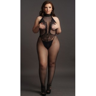 Кэтсьюит с доступом High Neck Fishnet And Lace Bodystocking черный XL-XXL-XXXL