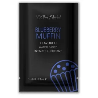 Лубрикант на водной основе с ароматом черничного маффина Wicked Aqua Blueberry Muffin - 3 мл  