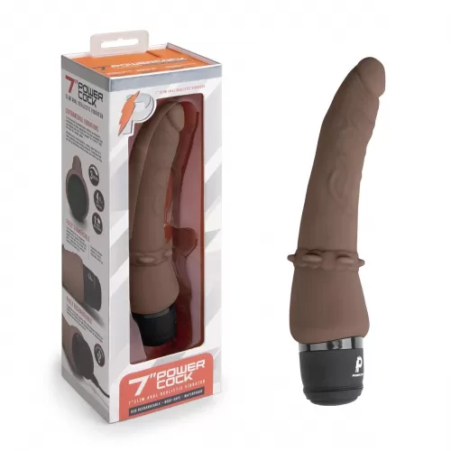 Коричневый анальный вибратор 7  Slim Anal Realistic Vibrator - 20 см коричневый 