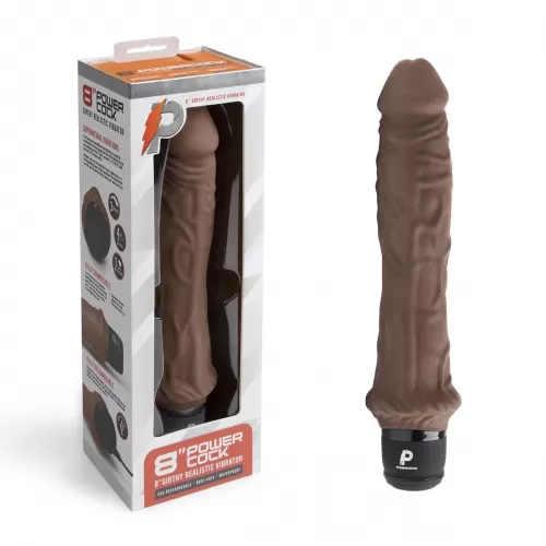 Коричневый вибратор-реалистик 8  Girthy Realistic Vibrator - 24,5 см коричневый 