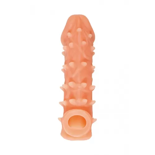 Телесная закрытая насадка с пупырышками Cock Sleeve 005 Size M - 15,6 см телесный 