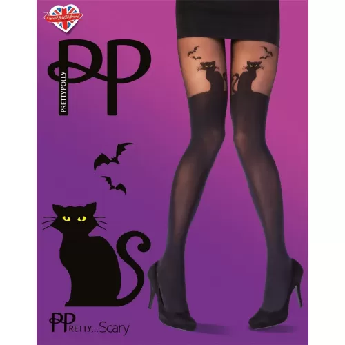 Колготки с имитацией чулок Halloween Cat Tights черный S-M-L