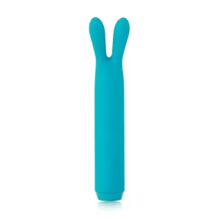 Голубой вибратор с ушками Rabbit Bullet Vibrator - 8,9 см голубой 