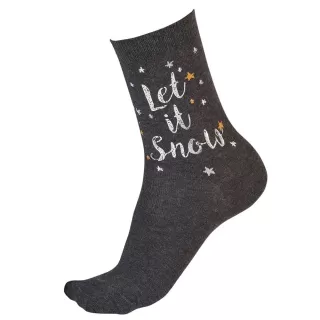 Новогодние хлопковые носки со снежинками Christmas Socks серый S-M-L