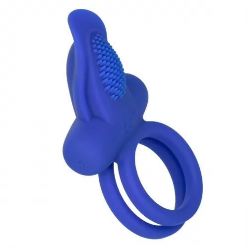 Синее перезаряжаемое эрекционное кольцо Silicone Rechargeable Dual Pleaser Enhancer синий 
