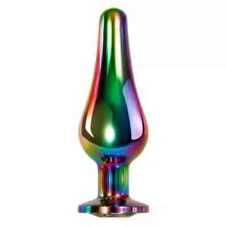 Радужная анальная пробка Rainbow Metal Plug Small - 9,4 см разноцветный 