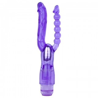 Фиолетовый анально-вагинальный вибратор Extreme Dual Vibrator - 25 см фиолетовый 