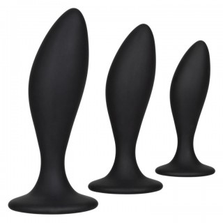 Набор из трех черных анальных пробок Silicone Anal Curve Kit черный 