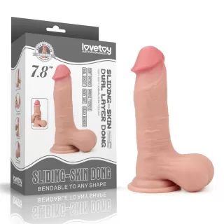 Телесный фаллоимитатор Sliding Skin Dual Layer Dong - 19,5 см телесный 