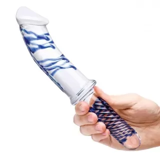 Прозрачно-синий двусторонний стимулятор 11  Realistic Double Ended Dildo - 28 см прозрачный 