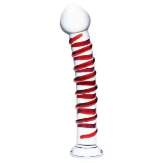 Прозрачный стимулятор с красной спиралью 10  Mr. Swirly Dildo - 25,4 см прозрачный 