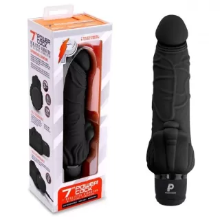 Черный вибратор-реалистик с клиторальными лепестками 7  Realistic Vibrator - 21,5 см черный 