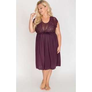 Сорочка plus size из микрофибры с красивым декольте сливовый 5X