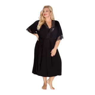 Пеньюар plus size из вискозы с короткими рукавами черный 5X